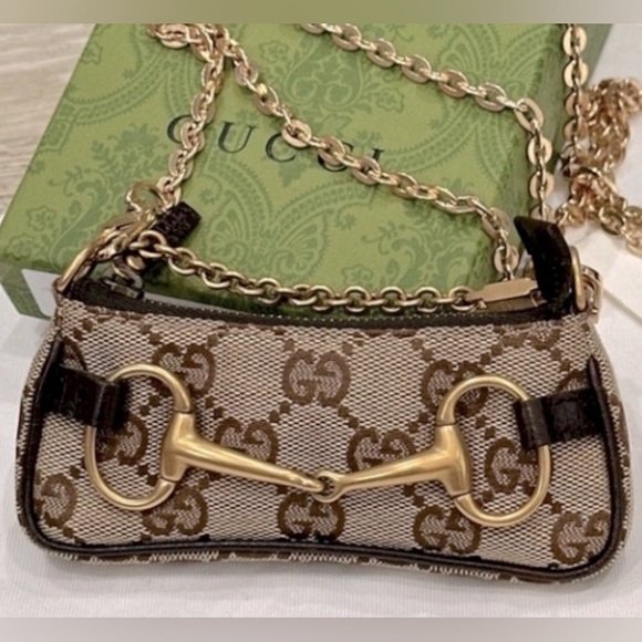 Gucci Handbags - Tom Ford x Gucci Brown 'GG' Horsebit Micro Mini Chain Bag